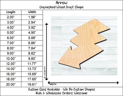 Lightning Bold Arrow 7 Unfinished Wood Shape Blank Laser Cutout Woodcraft Craft Supply ARR-31 - image2